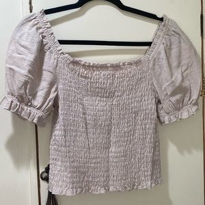 One Clothing Gray Top With Puff Sleeves